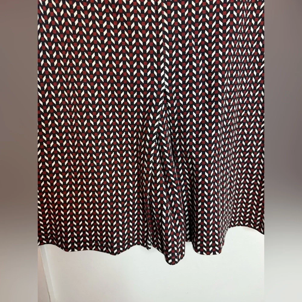 MNG Suit Navy Blue Red Geometric A-Line Skirt